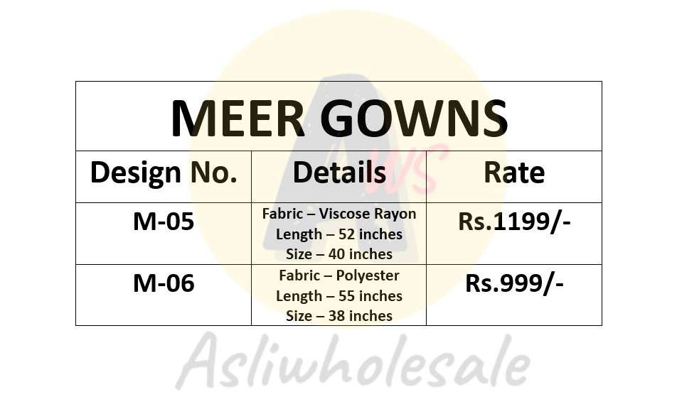 Meer-Gowns-Price-List-&-Fabric-Details