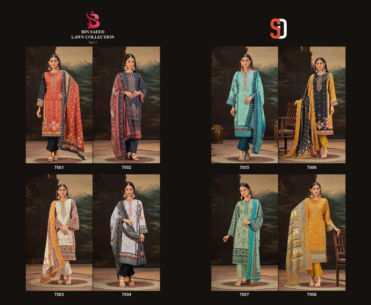Bin-Saeed-Lawn-Col-Vol-7-Shraddha-Designer-Asliwholesale-Catalogue