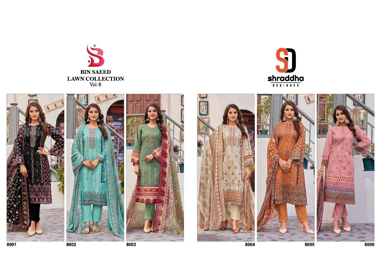 Bin-Saeed-Lawn-Col-Vol-8-Shraddha-Designer-Asliwholesale-Catalogue