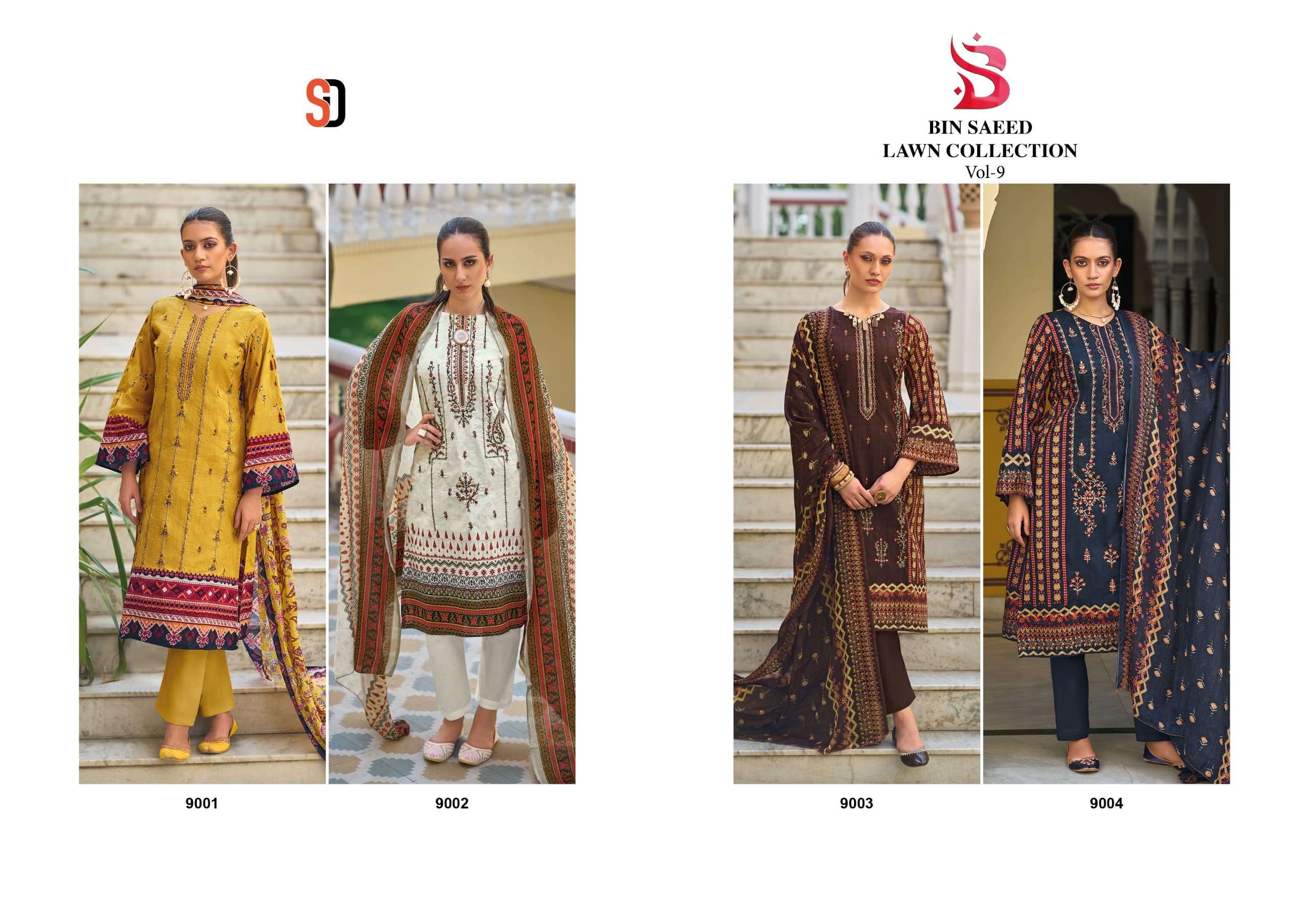 Bin-Saeed-Lawn-Col-Vol-9-Shraddha-Designer-Asliwholesale-Catalogue