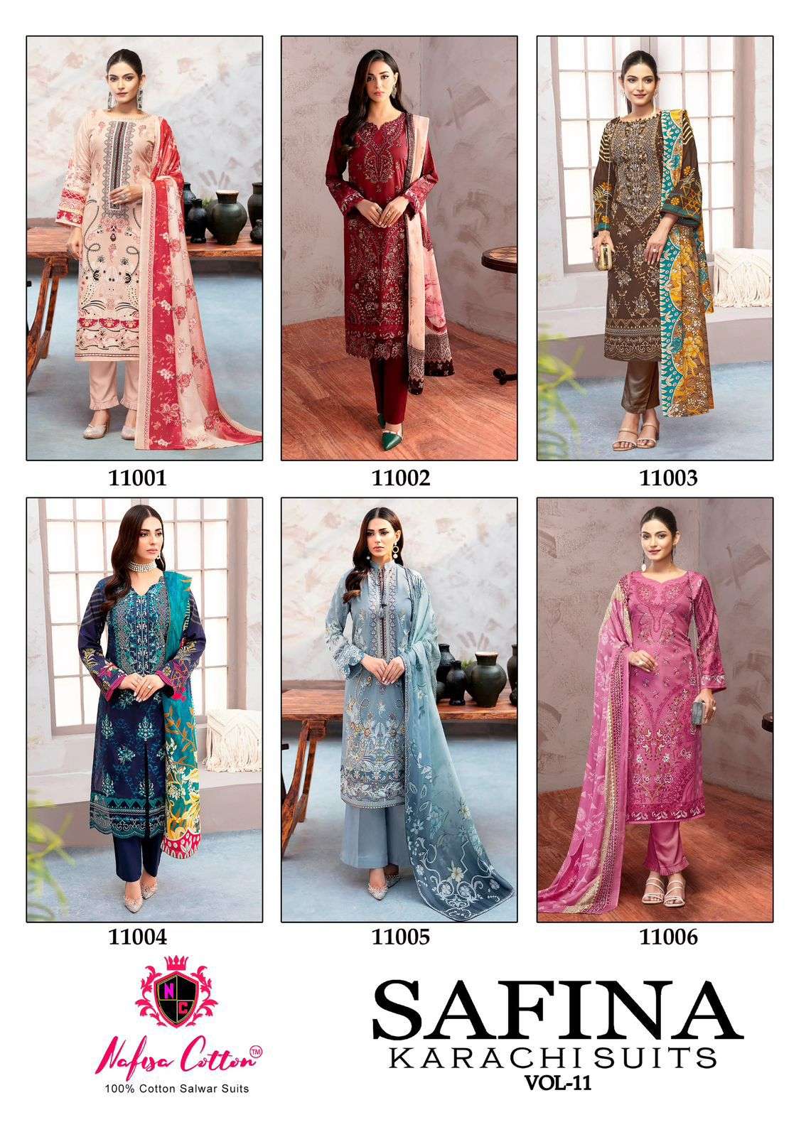 Safina-Karachi-Suits-Vol-11-Nafisa-Cotton-Asliwholesale-Catalogue