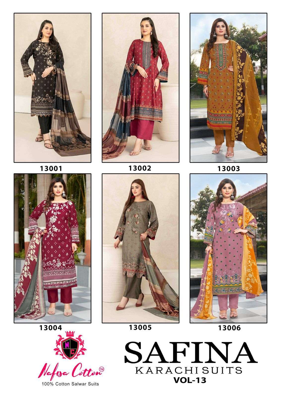 Safina-Karachi-Suits-Vol-13-Nafisa-Cotton-Asliwholesale-Catalogue