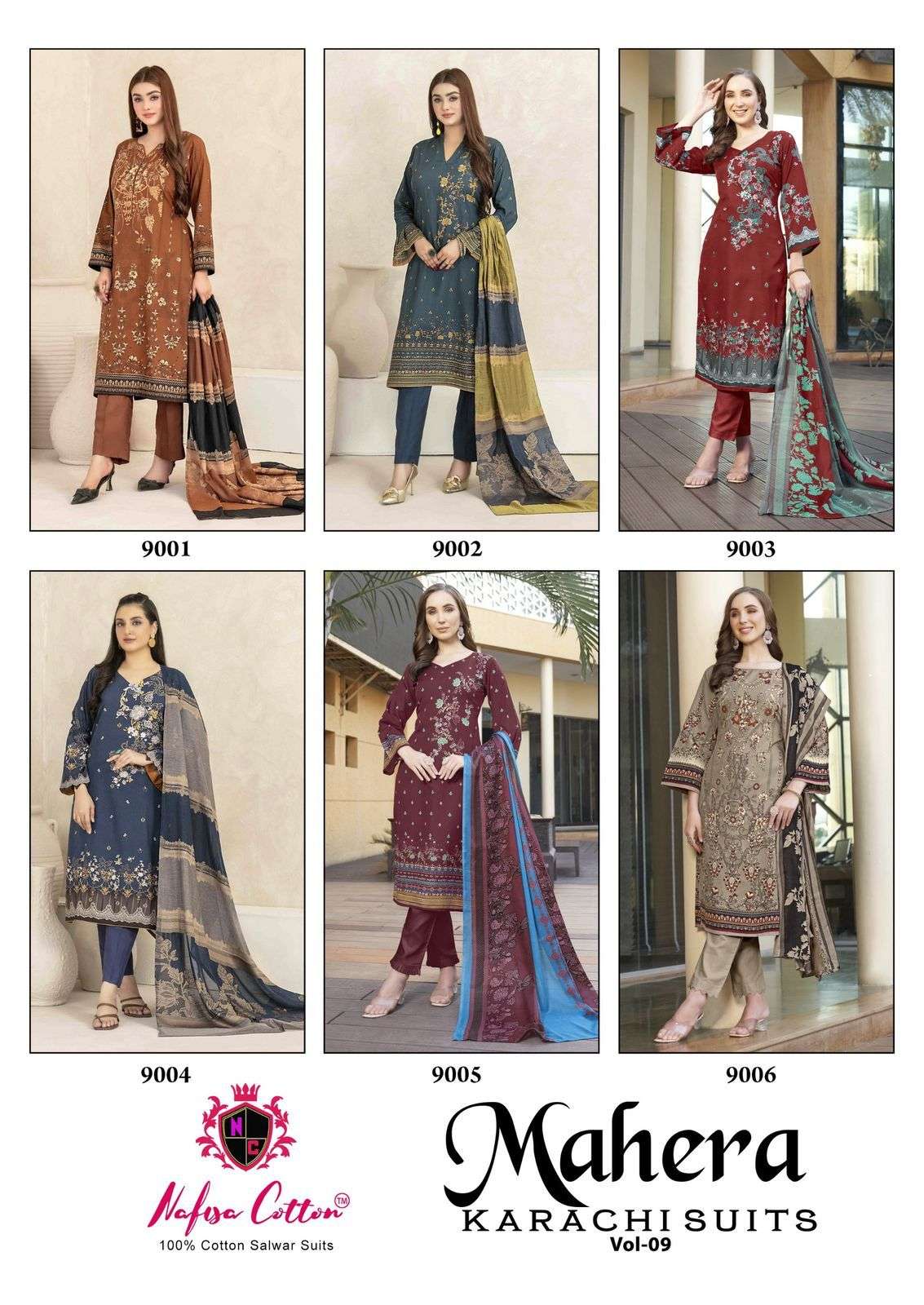 Mahera-Karachi-Suits-Vol-09-Nafisa-Cotton-Asliwholesale-Catalogue