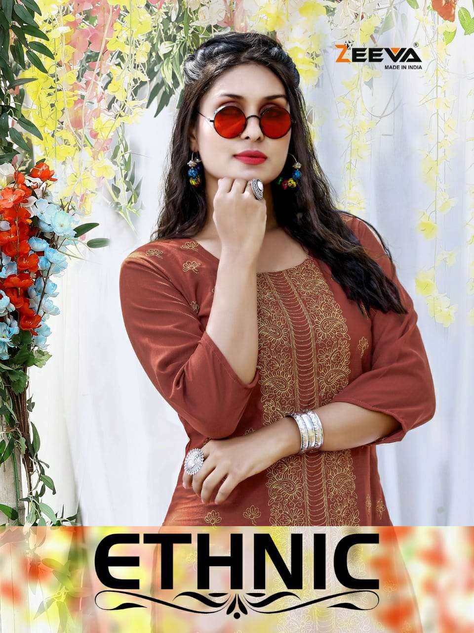 ETNIC BY ZEEVA 1001 TO 1008 SERIES RAYON EMBROIDERED KURTIS