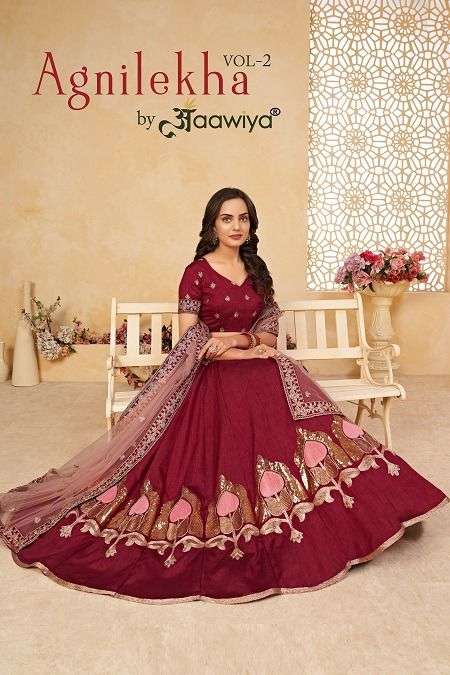 AGNILEKHA VOL-2 BY AAWIYA 1006 TO 1008 SERIES HEAVY SILK LEHENGAS