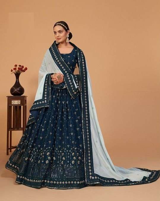 SANAYA VOL-1 BY AAWIYA 3101 TO 3104 SERIES GEORGETTE WORK LEHENGAS