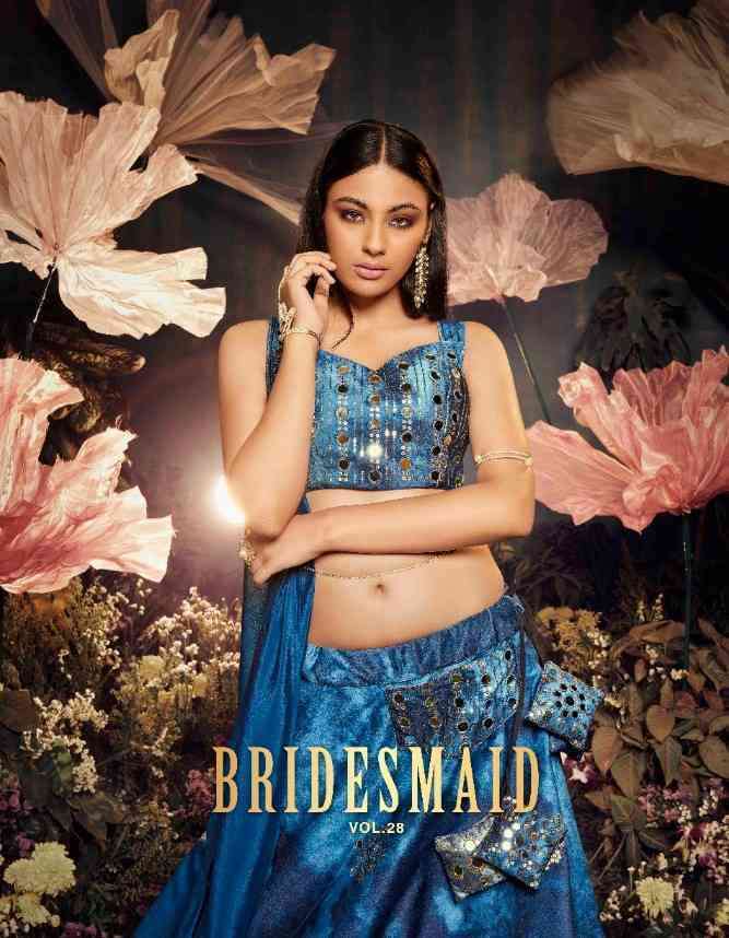 BRIDESMAID VOL-28 BY SHUBHKALA 2271 TO 2275 SERIES VELVET WORK LEHENGAS