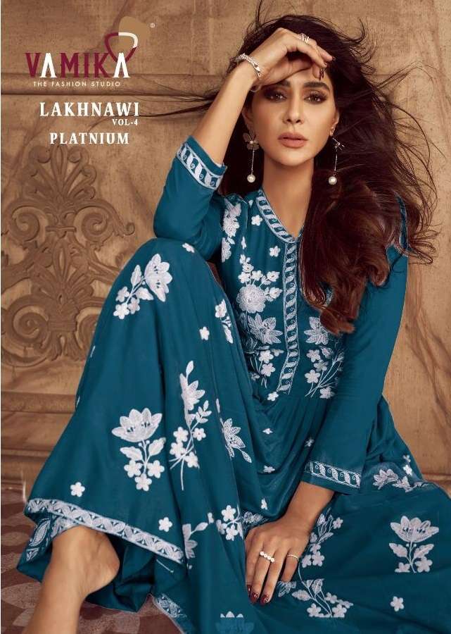 LAKHNAVI VOL-4 PLATINUM BY VAMIKA 1024-A TO 1024-E SERIES RAYON STITCHED DRESSES