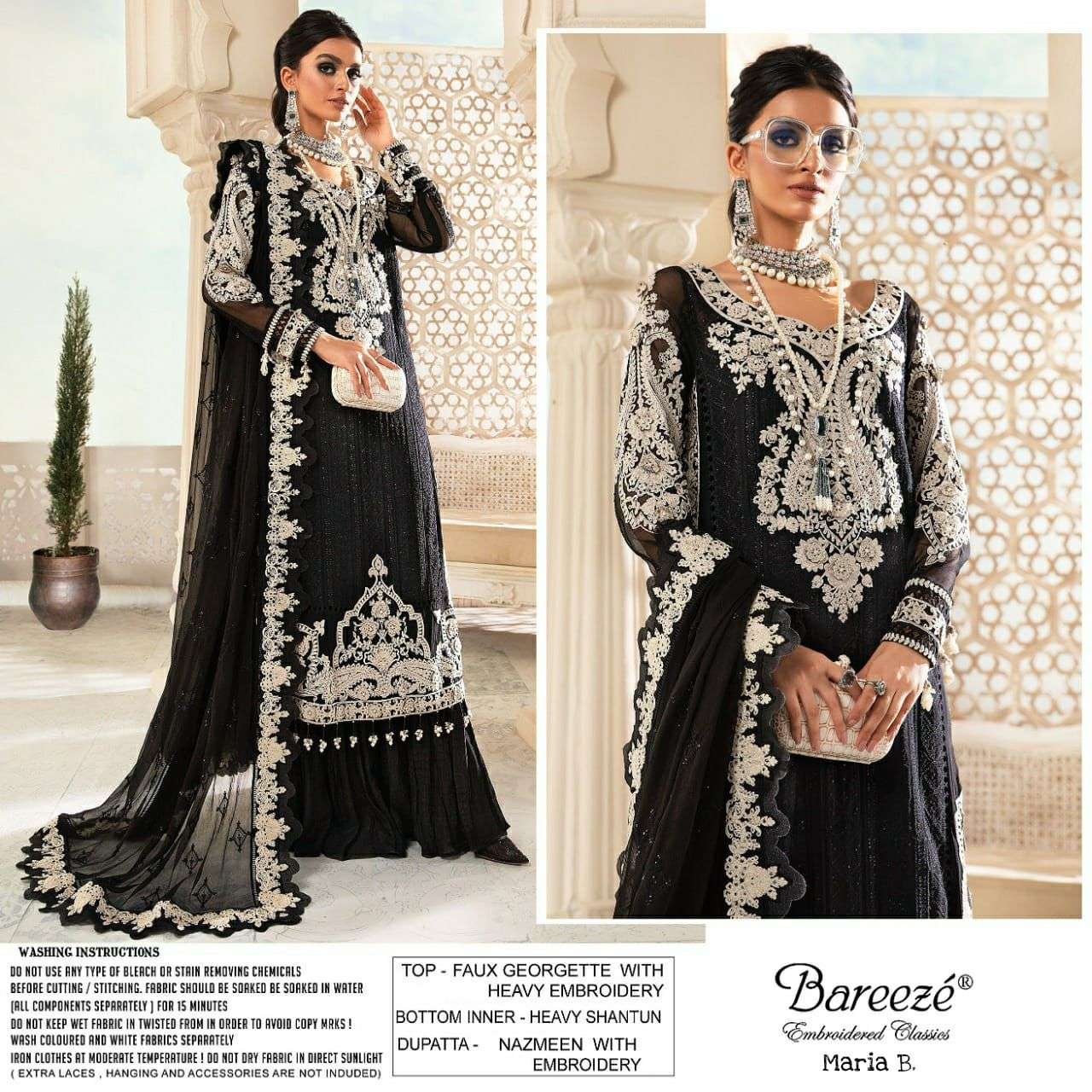 MARIA B. BLACK BY BAREEZE GEORGETTE WORK PAKISTANI DRESS