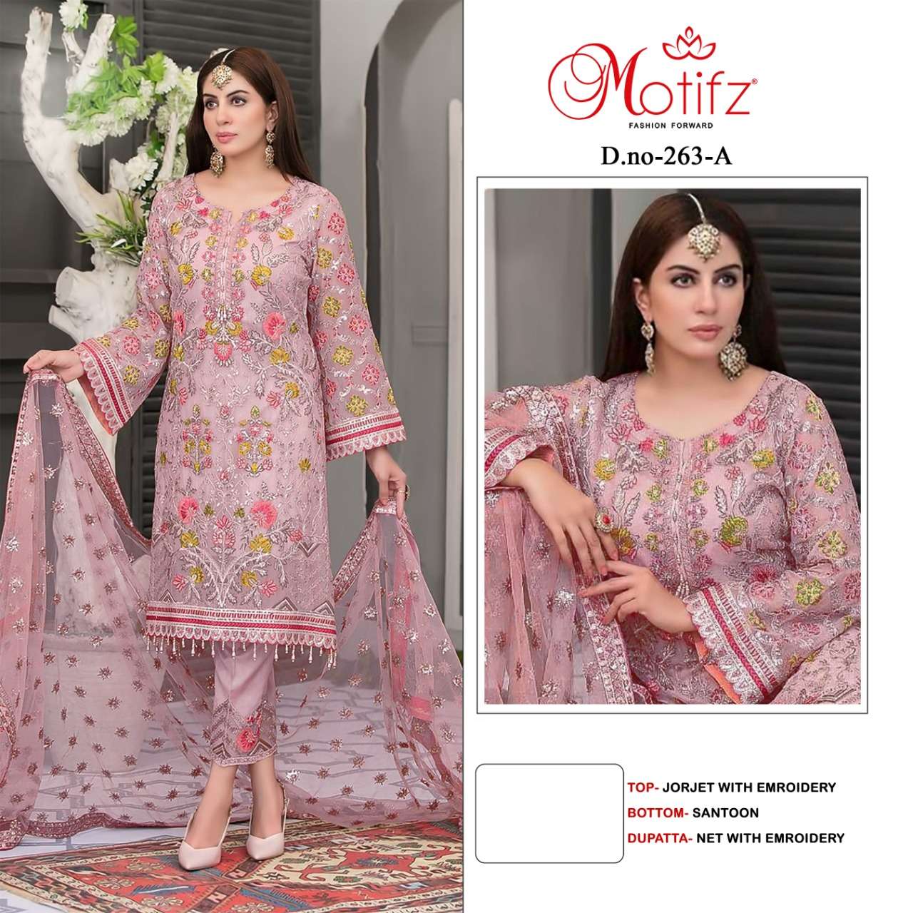 MOTIFZ 263 COLOURS BY MOTIFZ 263-A TO 263-F SERIES GEORGETTE PAKISTANI DRESSES