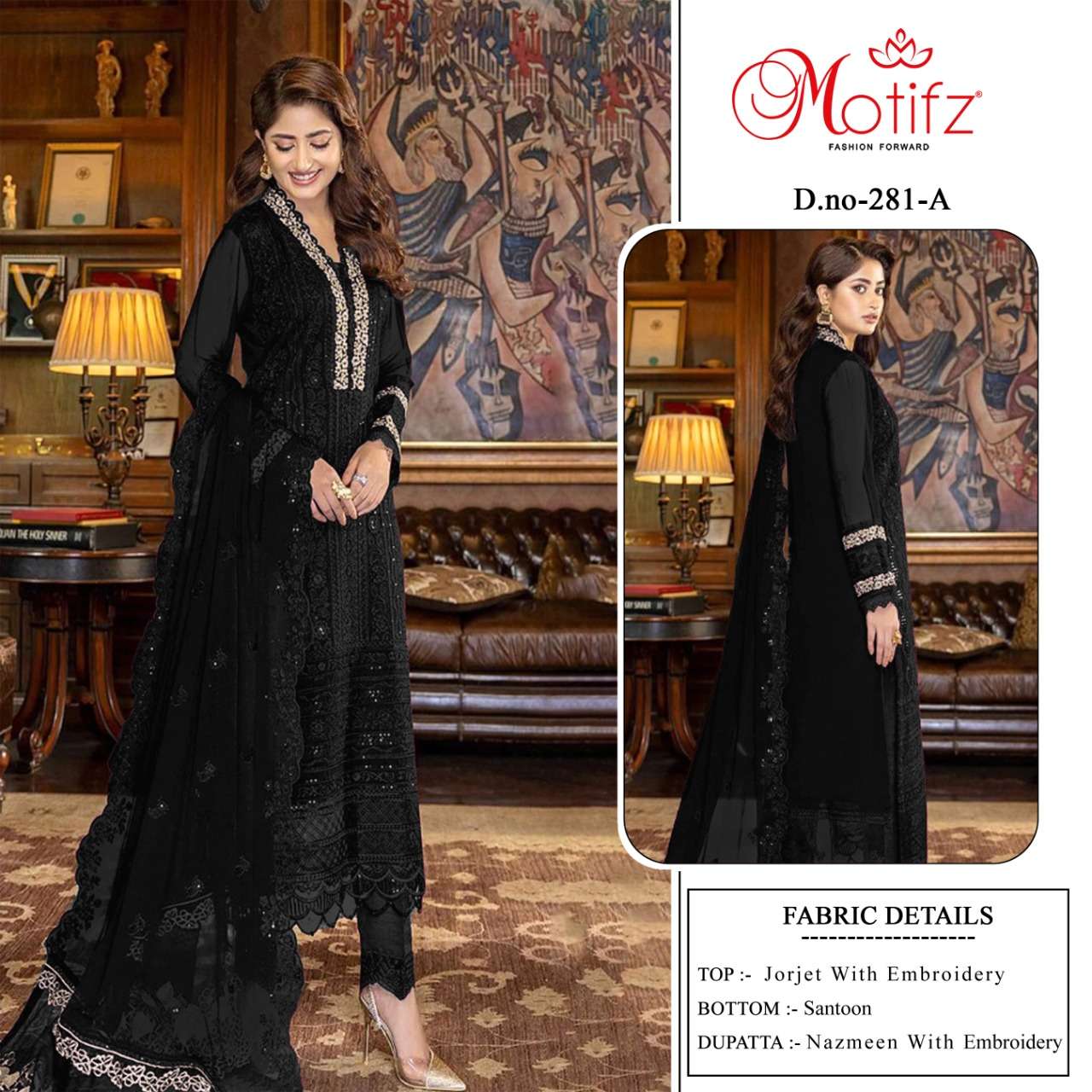 MOTIFZ 281 COLOURS BY MOTIFZ 281-A TO 281-D SERIES GEORGETTE PAKISTANI DRESSES