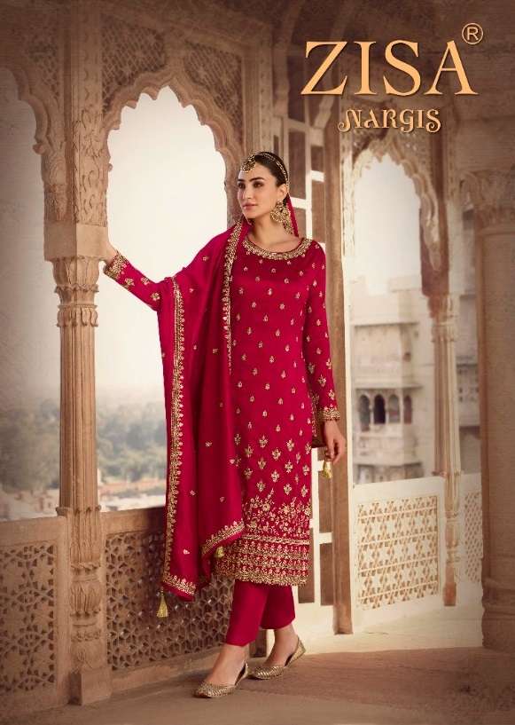 NARGIS BY ZISA 14151 TO 14156 SERIES SILK GEORGETTE WORK DRESSES