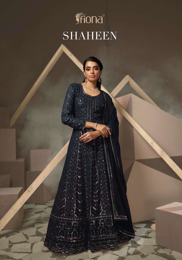 SHAHEEN BY FIONA 51391 TO 51394 SERIES GEORGETTE WORK STITCHED GOWNS