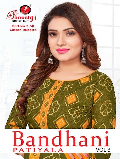 GANESHJI BANDHANI PATIYALA VOL-3 BY GANPATI COTTON SUIT COTTON PRINT DRESSES