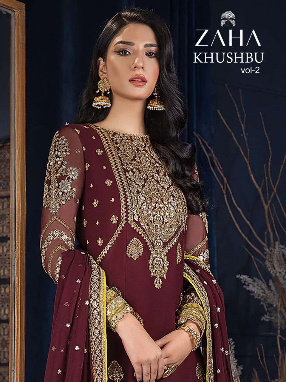 KHUSHBU VOL-2 BY ZAHA 10097 TO 10099 SERIES GEORGETTE  PAKISTANI DRESSES