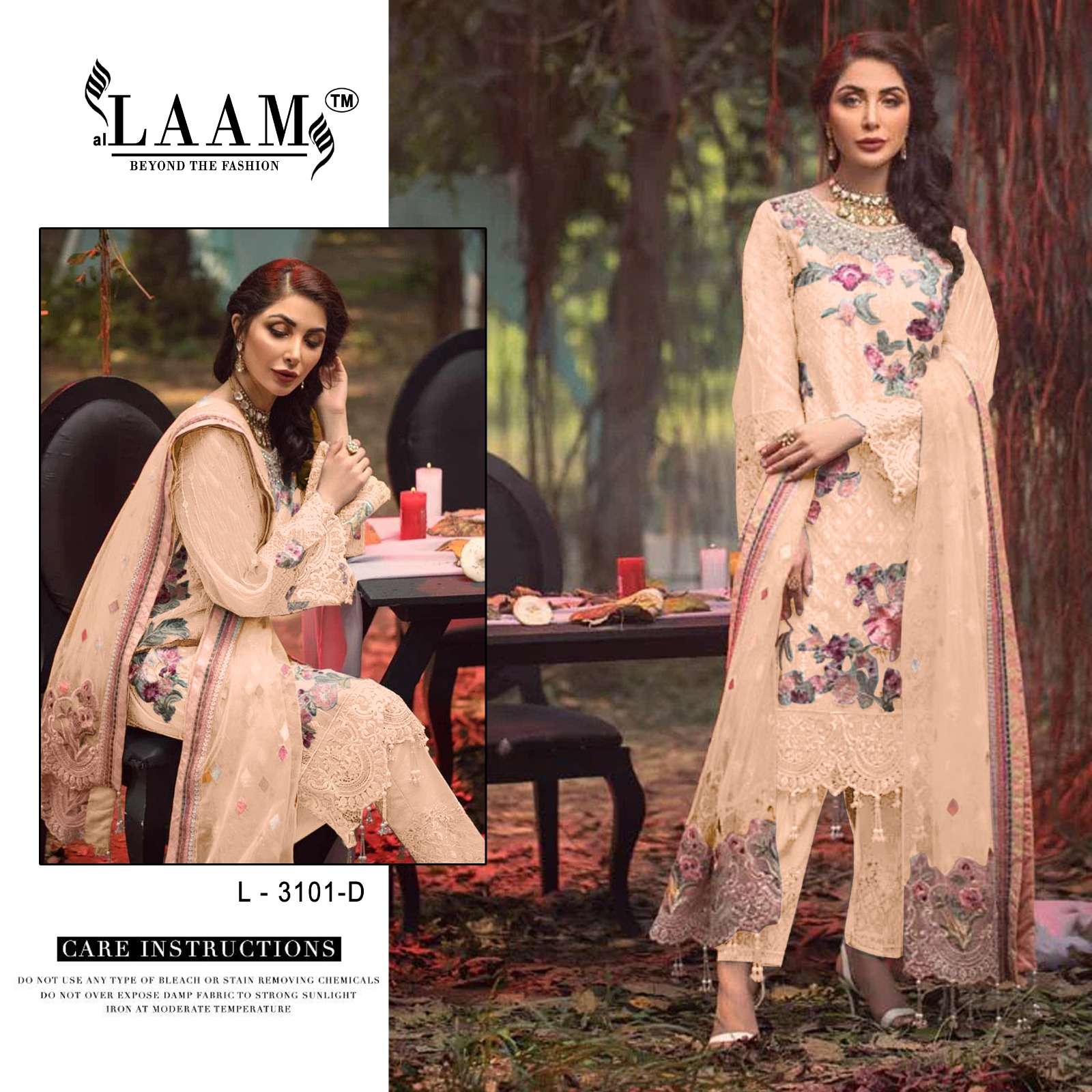 L-3101 COLOOURS BY AL LAAM FAUX GEORGETTE WORK PAKISTANI DRESSES