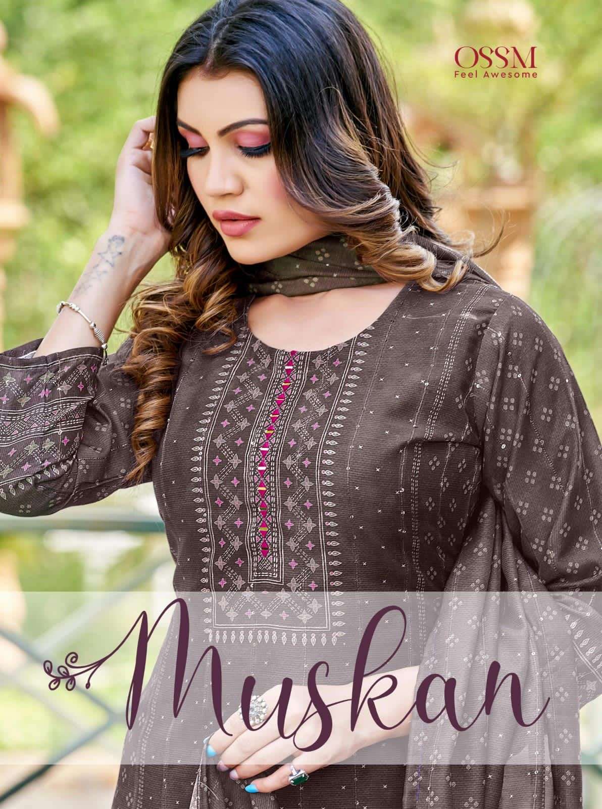 MUSKAN BY OSSM 01 TO 05 SERIES VISCOSE SILK EMBROIDERY DRESSES