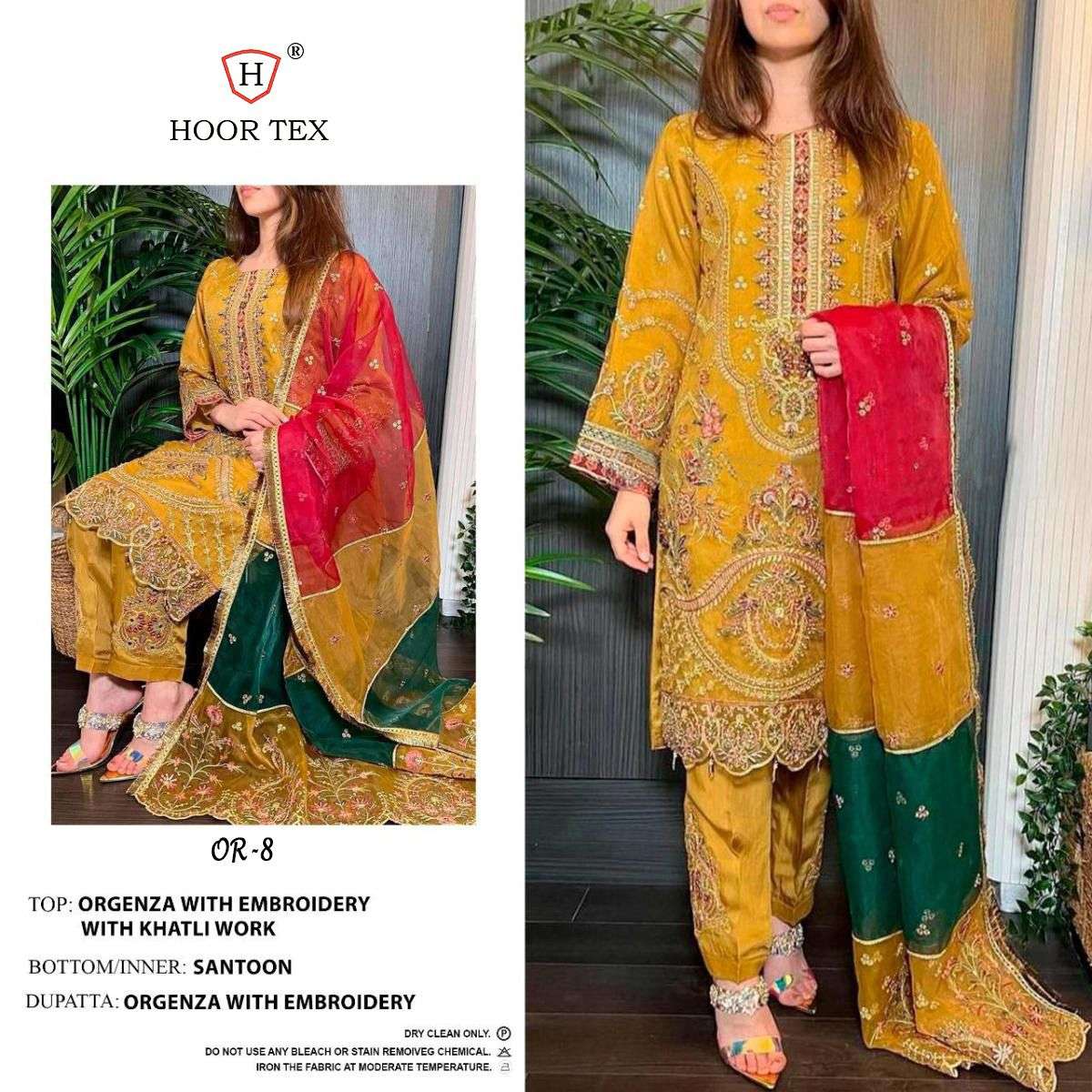 OR-08 COLOURS BY HOOR TEX OR-8 A TO D SERIES ORGANZA WORK DRESSES