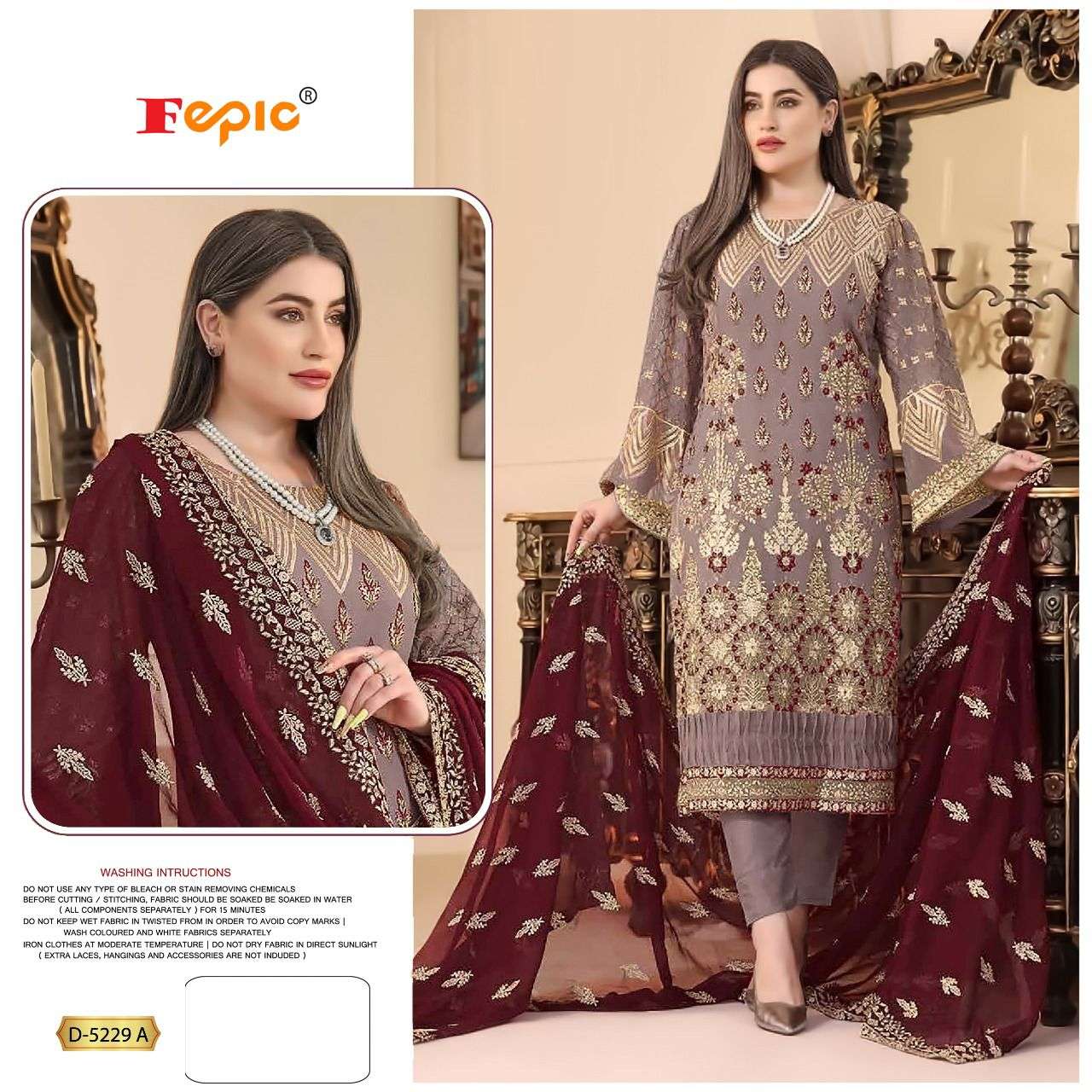 ROSEMEEN D-5229COLOURS BY FEPIC 5229-A TO 5299-D SERIES GEORGETTE PAKISTANI DRESSES