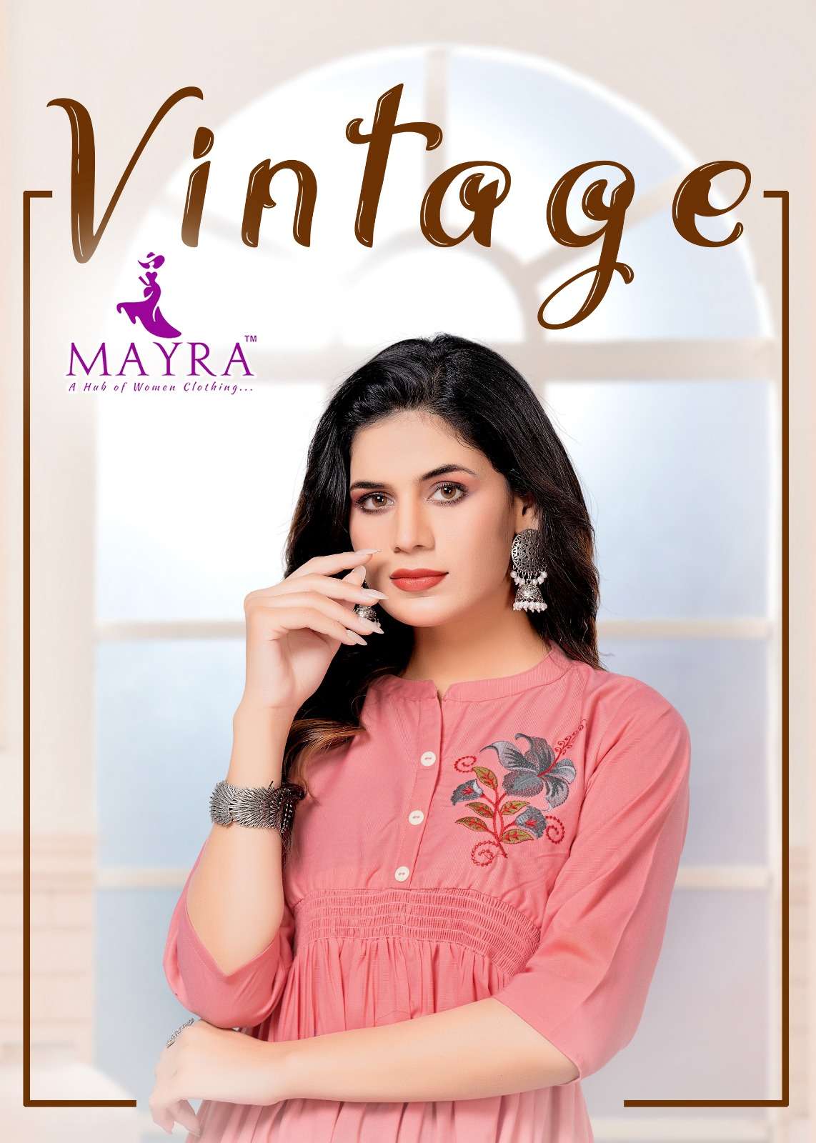 VINTAGE BY MAYRA 80066 TO 80073 SERIES VISCOSE WORK KURTI