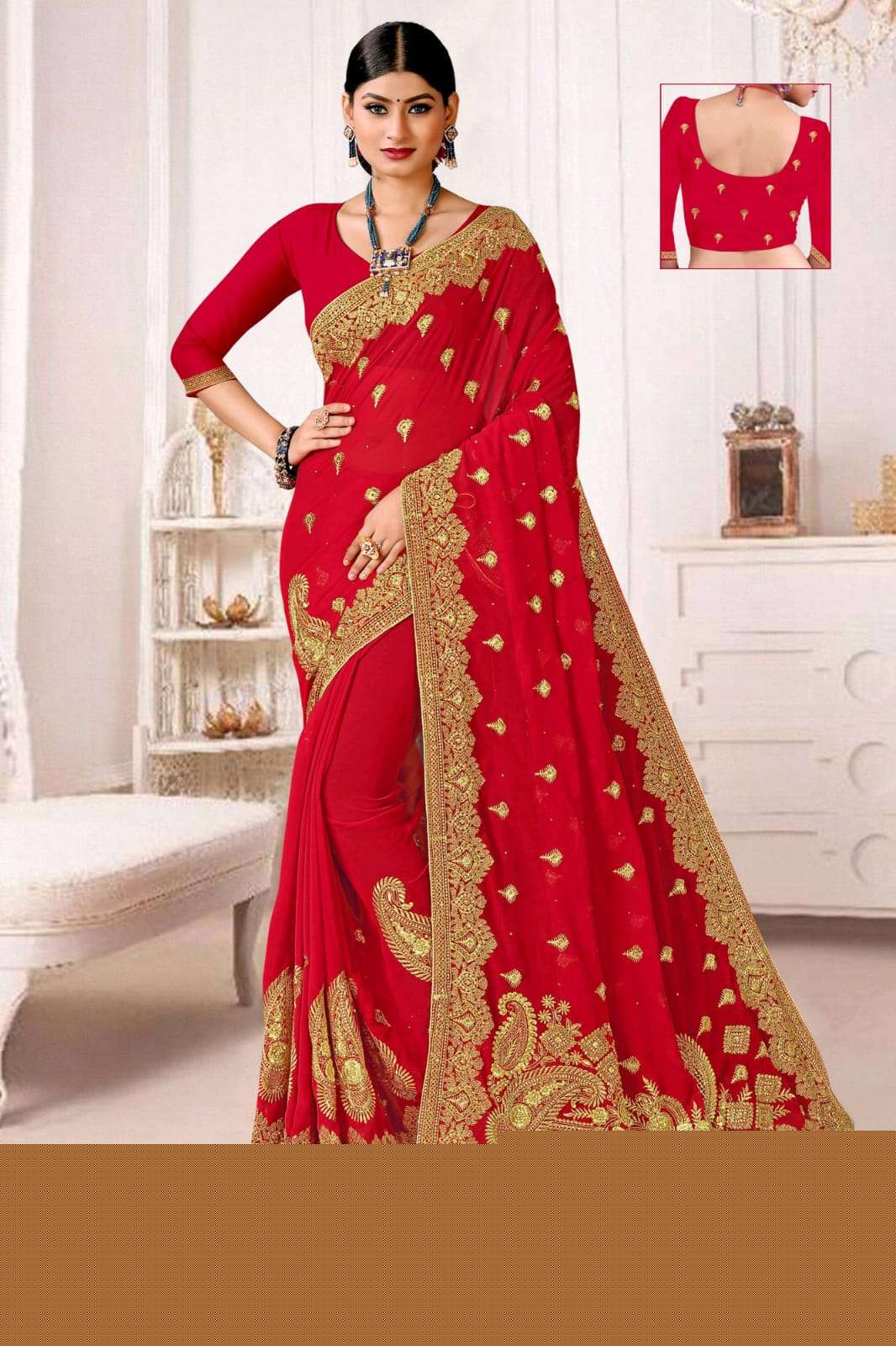 AMBA BY RONISHA FASHION DESIGNER GEORGETTE RED FANCY SAREES