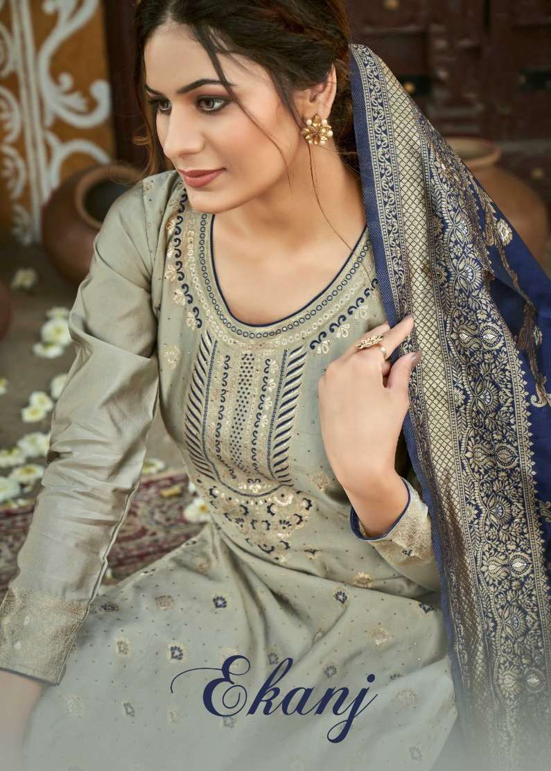 EKANJ BANARAS VOL-1 BY ASLIWHOLESALE 283 TO 286 SERIES BANARASI SILK DRESSES