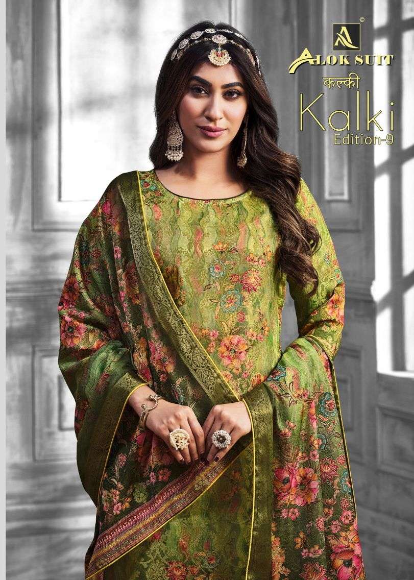 KALKI VOL-9 BY ALOK SUITS 1001 TO 1006 SERIES DOLA JACQUARD PRINTED DRESSES