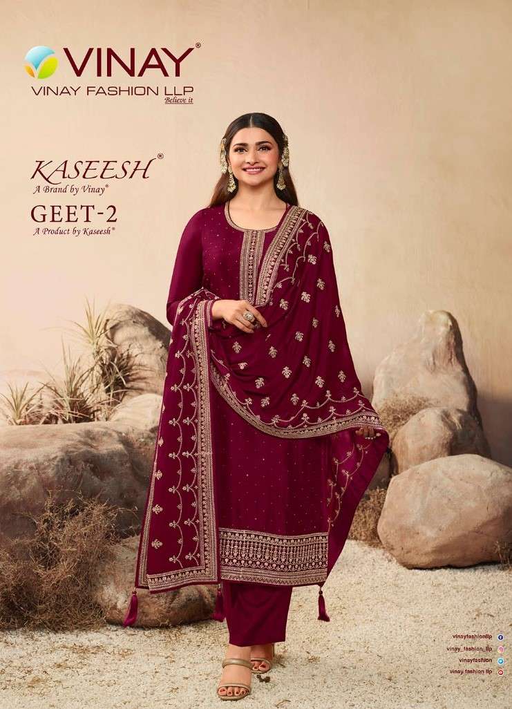 KASEESH GEET VOL-2 BY VINAY FASHION 63601 TO 63608 SERIES DOLA SILK DRESSES