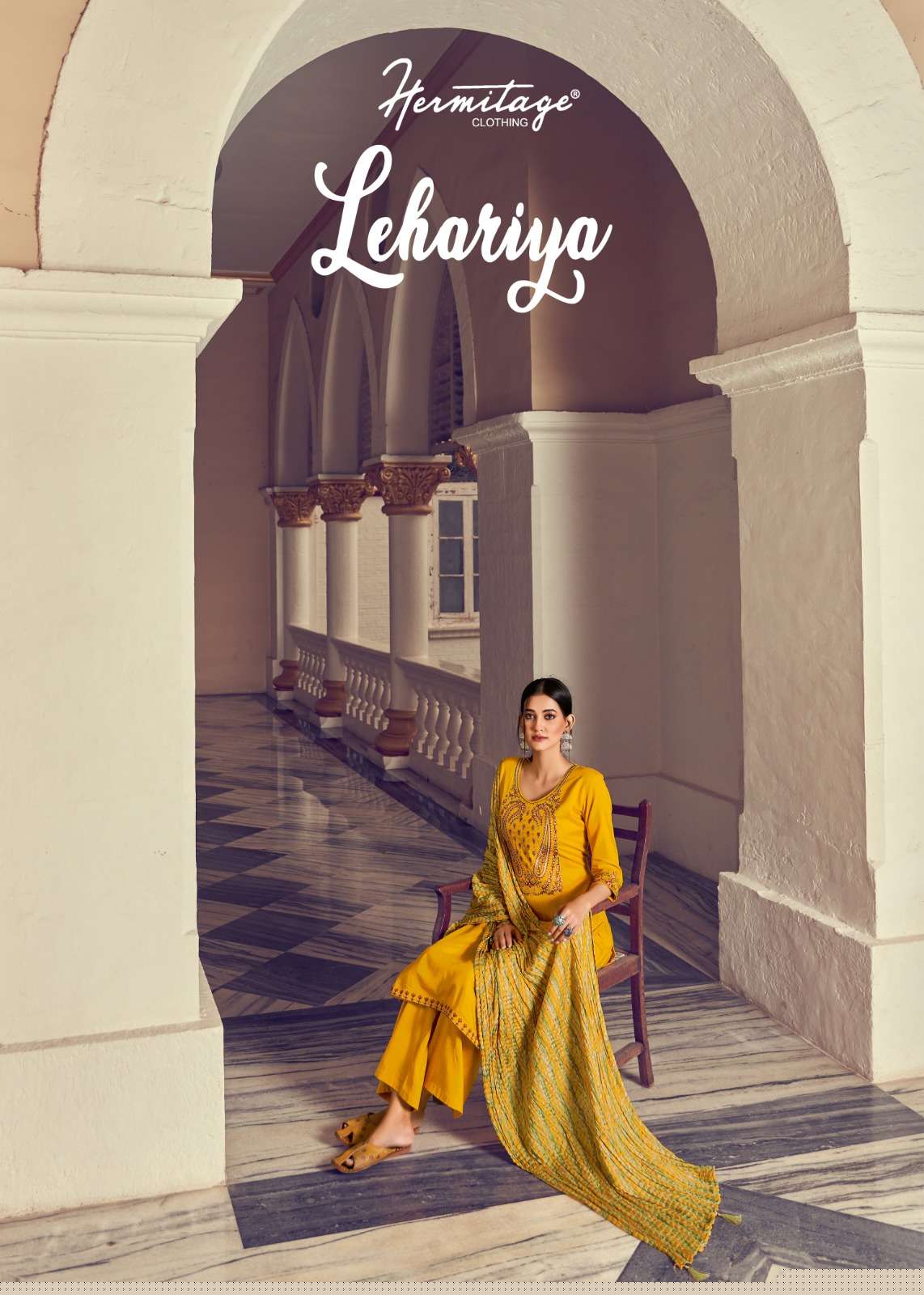 LEHARIYA BY HERMITAGE CLOTHING 1001 TO 1008 SERIES DESIGNER VISCOSE EMBROIDERY DRESSES