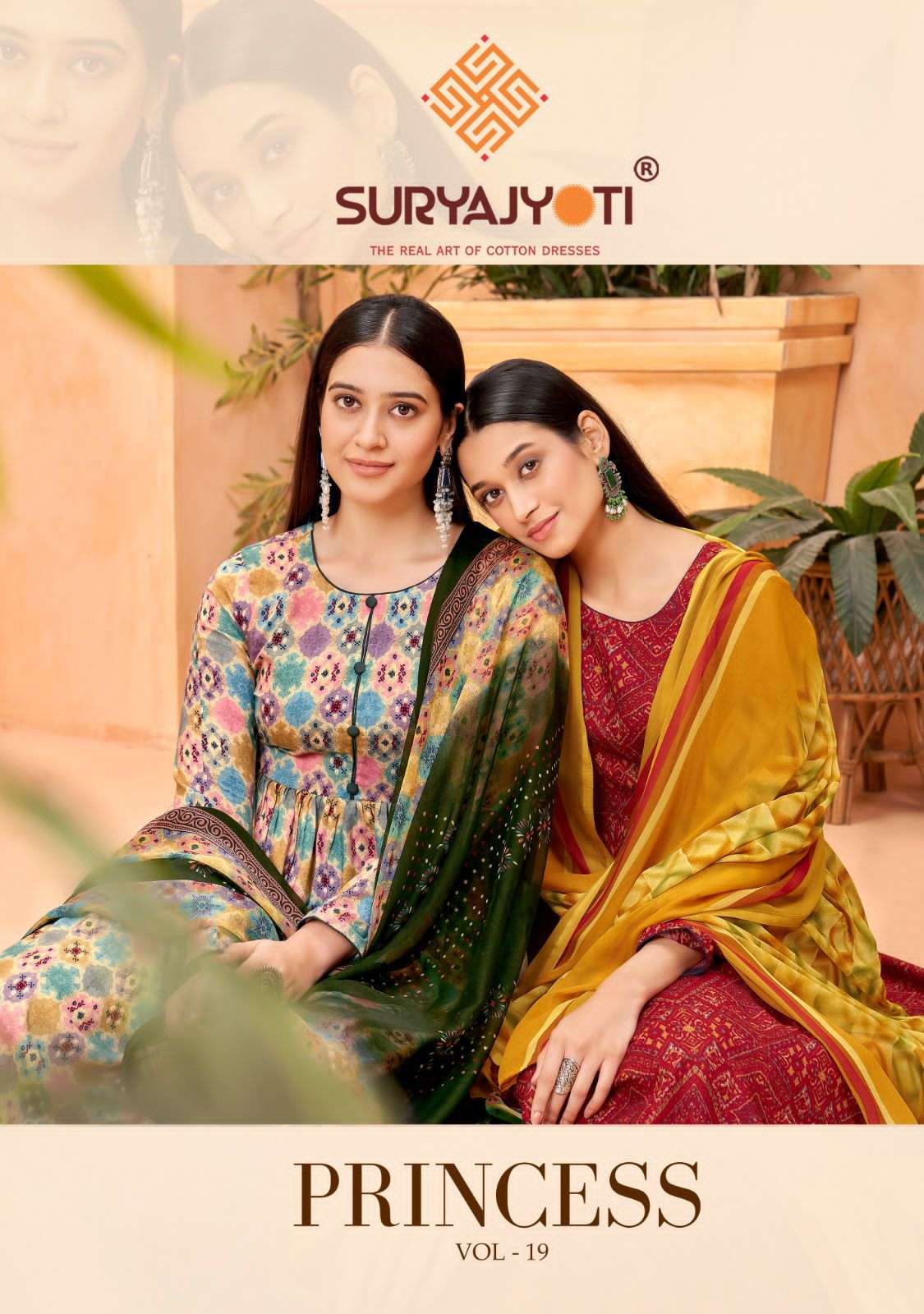 PRINCESS VOL-19 BY SURYAJYOTI 19001 TO 19008 SERIES COTTON PRINT DRESSES