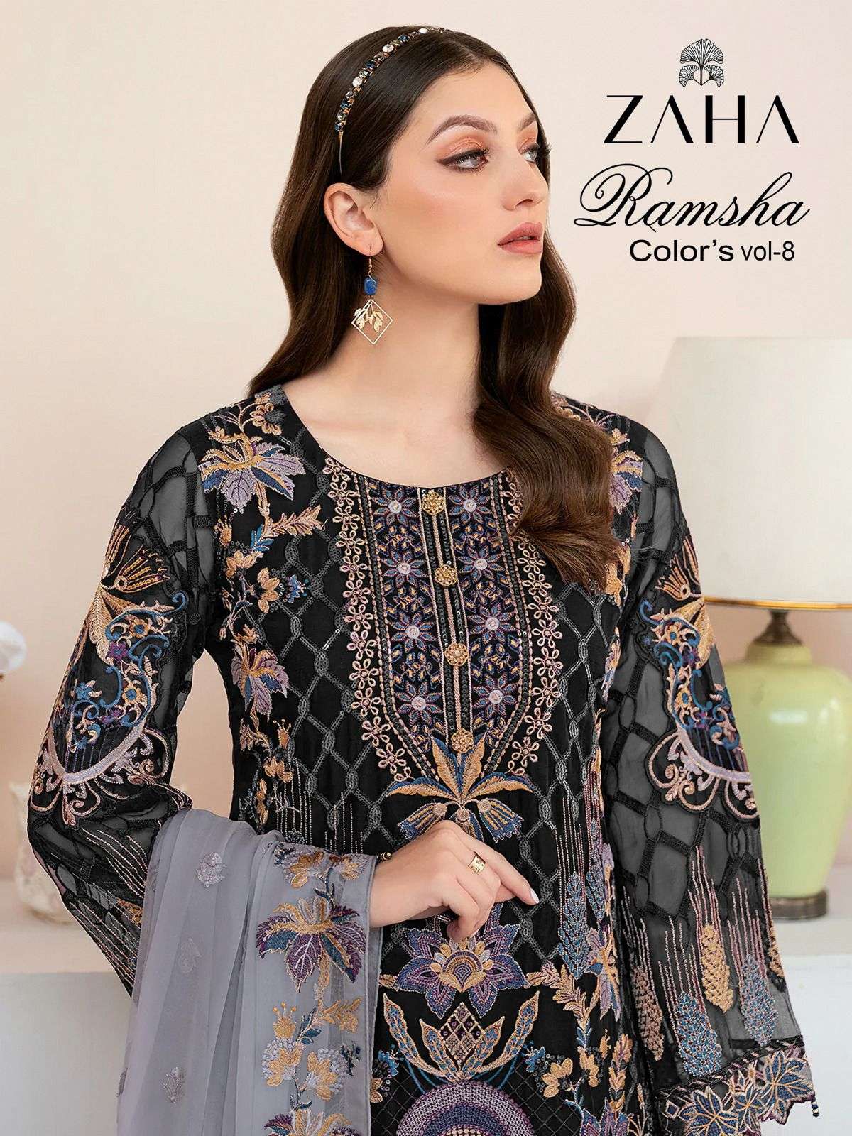 RAMSHA VOL-8 BY ZAHA 10133-A TO 10133-D SERIES GEORGETTE PAKISTANI DRESSES