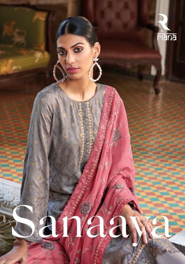 SANAAYA BY RIANA 63800 TO 63805 SERIES RUSSIAN VISCOSE JACQUARD WORK DRESSES