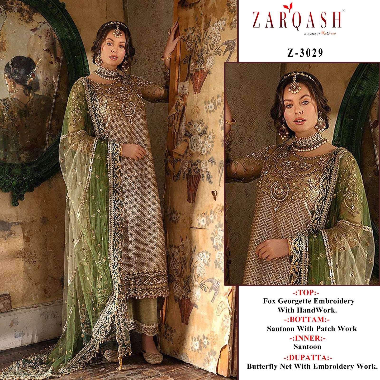 Z-3029 COLOURS BY ZARQASH 3029-A TO 3029-B SERIES FAUX GEOGETTE WORK DRESSES