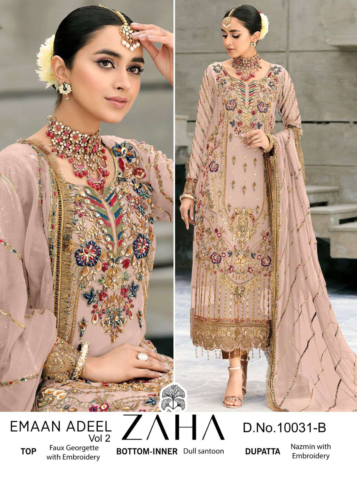 ZAHA 10031-B BY ZAHA GEORGETTE EMBROIDERY PAKISTANI DRESS