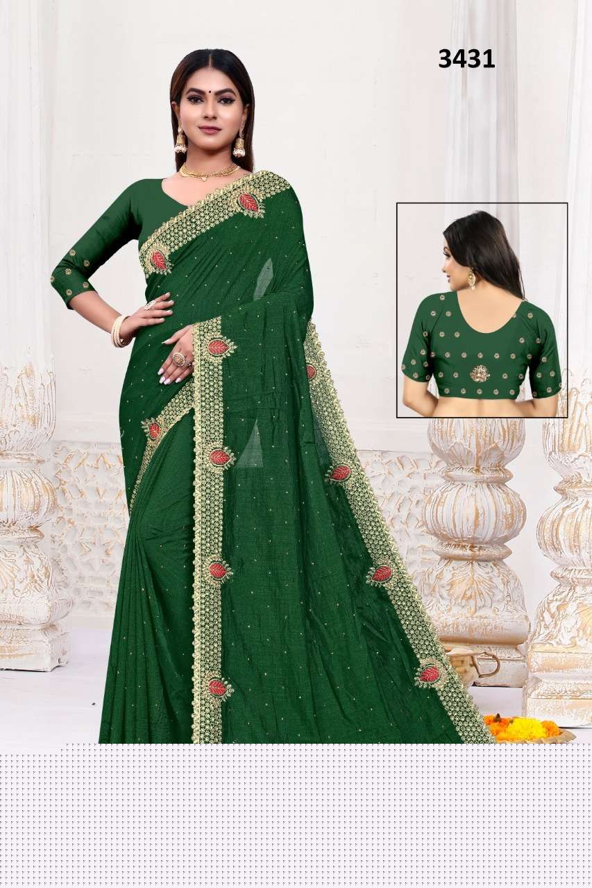 3431 COLOURS BY ASLIWHOLESALE FANCY VICHITRA SILK DESIGNER SAREE