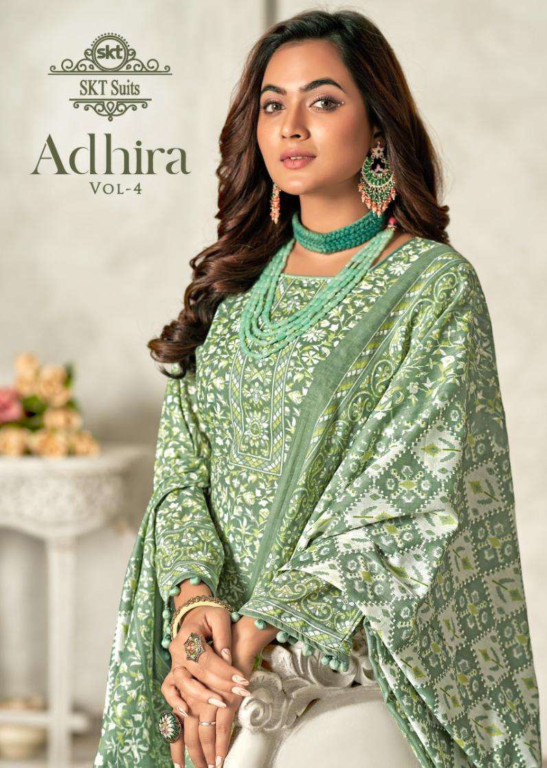 ADHIRA VOL-4 BY SKT SUITS 7901 TO 7908 SERIES COTTON PRINT DRESSES