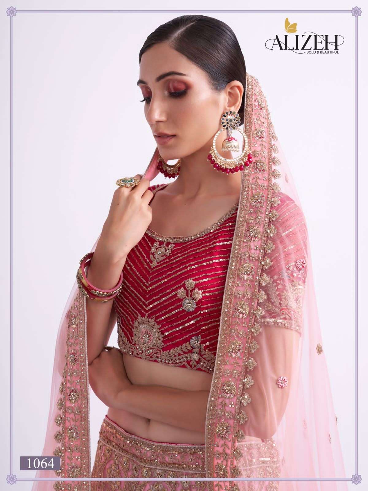 BRIDAL HERITAGE PREMIUM 1064 BY ALIZEH HEAVY DESIGNER NET LEHENGAS
