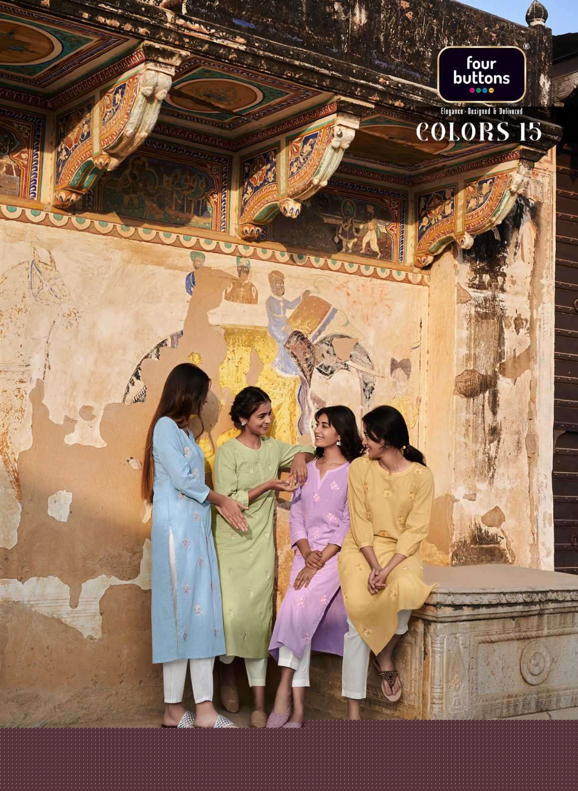 COLORS VOL-15 BY FOUR BUTTONS 3231 TO 3238 SERIES COTTON EMBROIDERY KURTIS