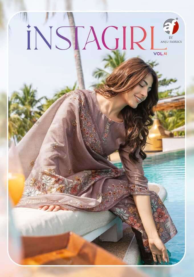 INSTAGIRL VOL-4 BY ANJU FABRICS 2821 TO 2826 SERIES PURE SILK WITH COTTON DRESSES
