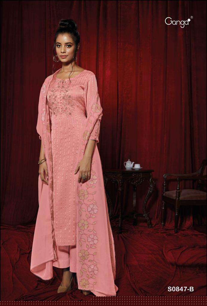 KASHVI 847 BY GANGA FASHIONS DESIGNER ORGANZA WITH HANDWORK DRESSES