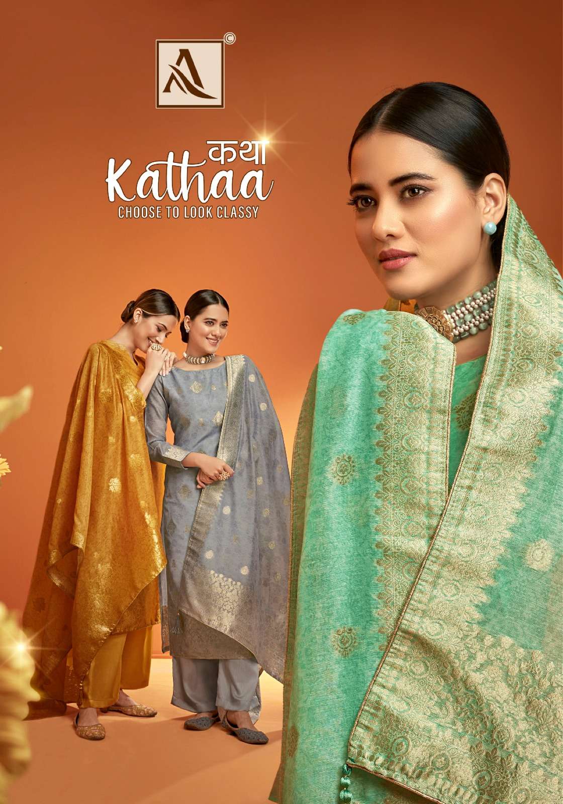 KATHAA BY ALOK SUITS 1189-001 TO 1189-006 SERIES DOLA JACQUARD PRINTED DRESSES