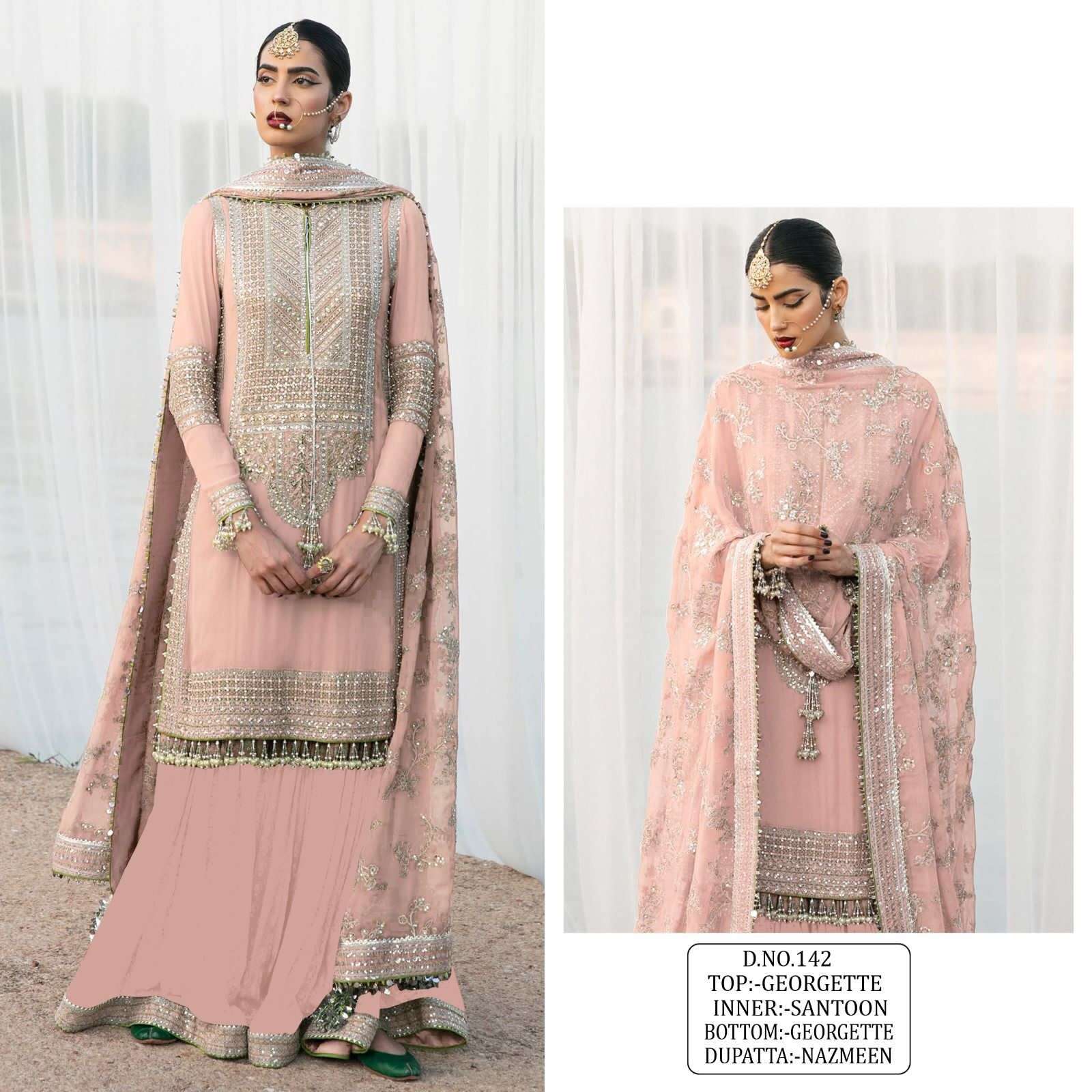 KF-142 COLORS BY ASLIWHOLESALE 142 TO 142-D SERIES DESIGNER GEORGETTE DRESSES