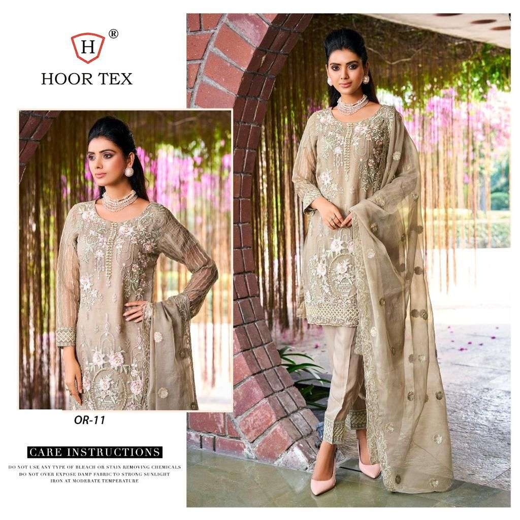 OR-11 COLOURS BY HOOR TEX OR-11-A TO OR-11-D SERIES ORGANZA WORK DRESSES