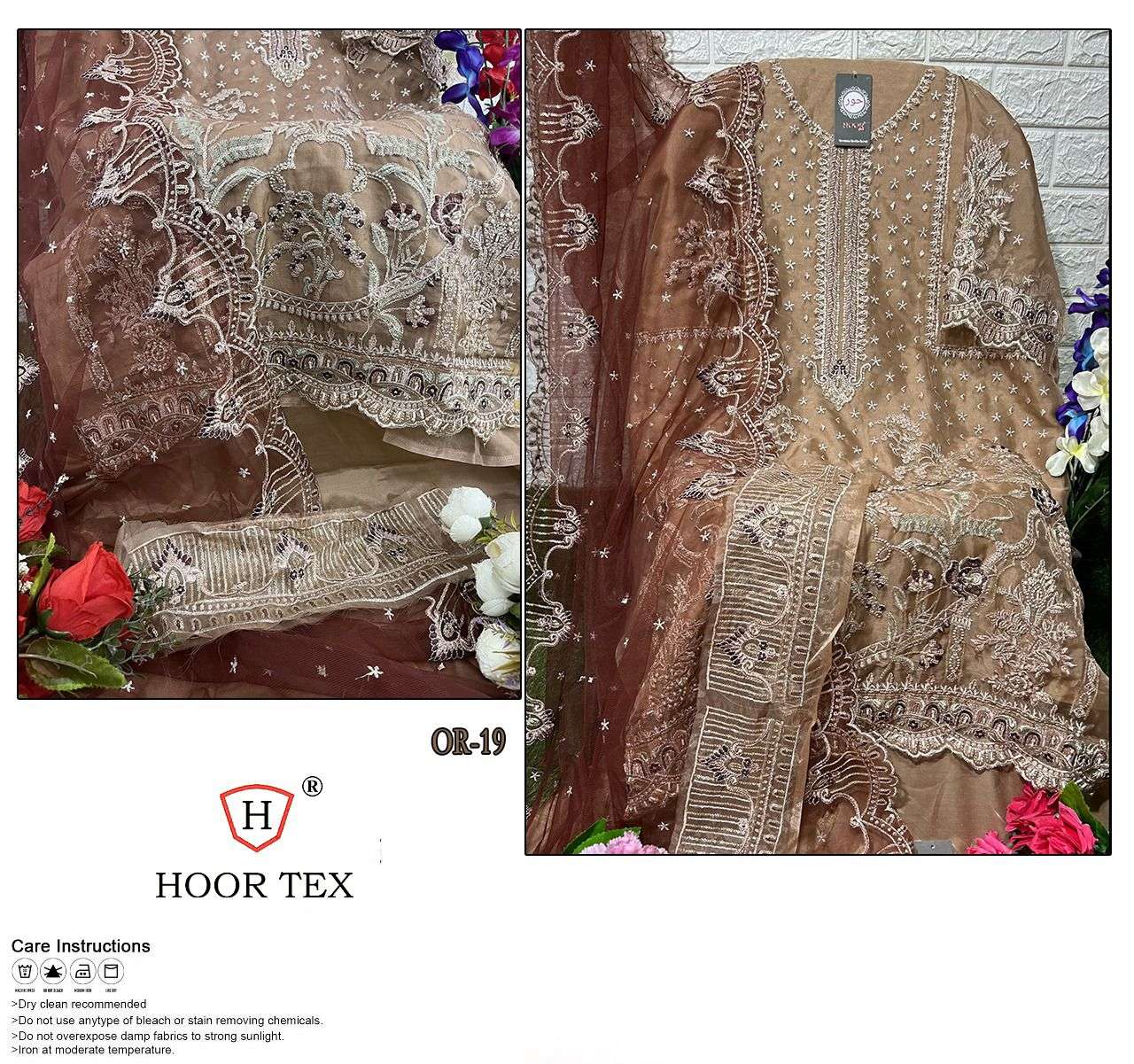 OR-19 COLOURS BY HOOR TEX OR-19-A TO OR-19-D SERIES ORGANZA WORK DRESSES