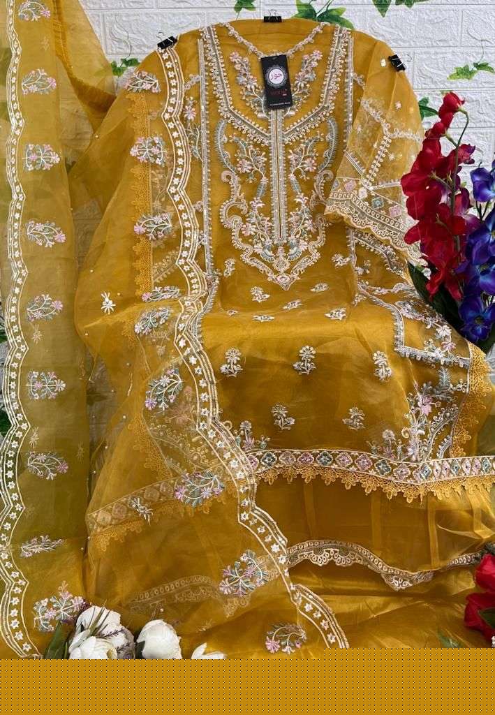 OR-20 COLOURS BY HOOR TEX OR-20-A TO OR-20-G SERIES ORGANZA WORK DRESSES