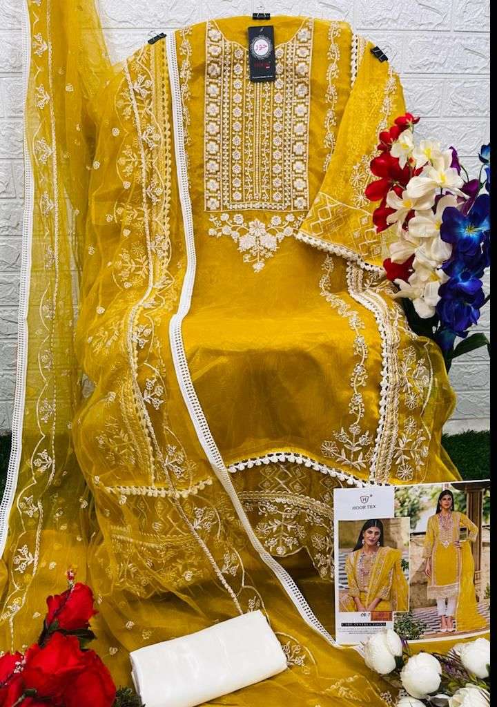 OR-7 COLOURS BY HOOR TEX OR-7-A TO OR-7-E SERIES ORGANZA WORK DRESSES