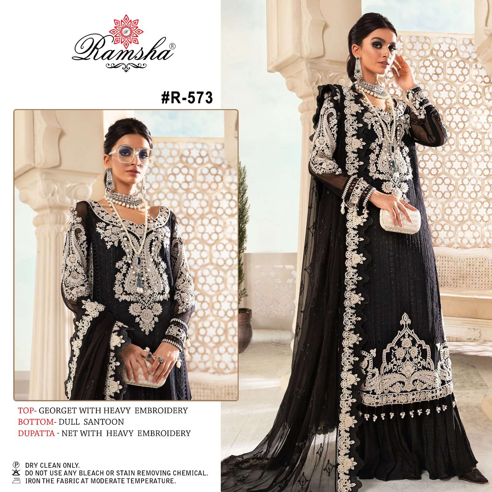 R-573 HIT DESIGN BY RAMSHA GEORGETTE WORK PAKISTANI DRESSES