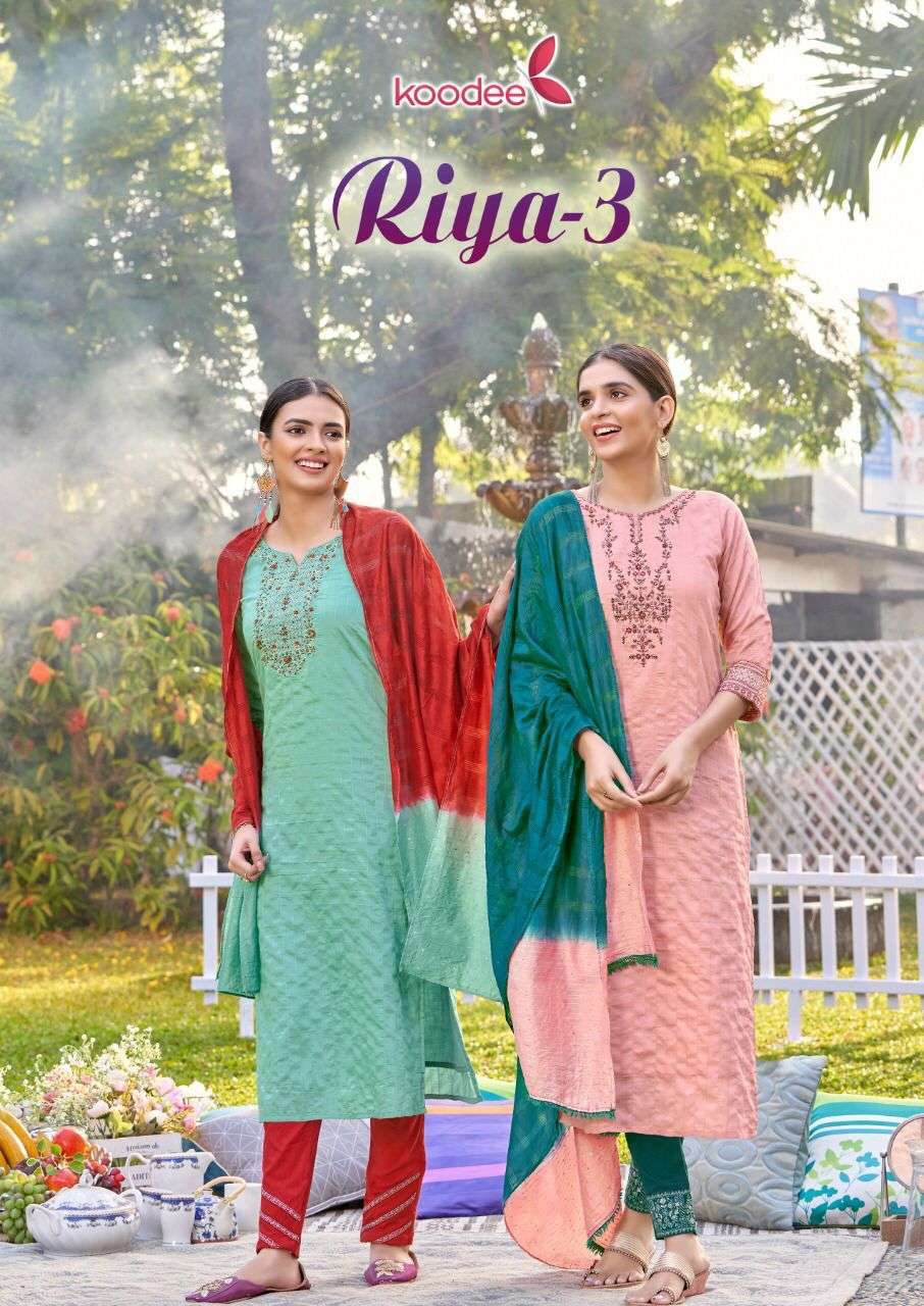 RIYA VOL-3 BY KOODEE 1001 TO 1006 SERIES HEAVY VISCOSE EMBROIDERY DRESSES