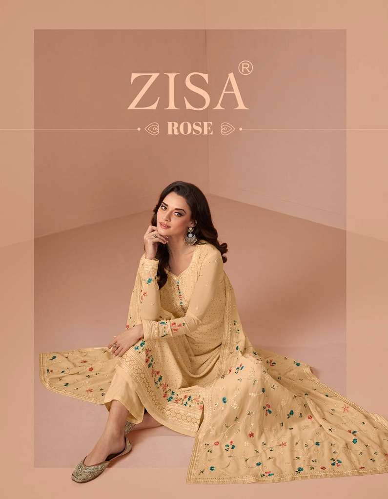 ROSE BY ZISA 14331 TO 14336 SERIES FAUX GEORGETTE WORK DRESSES