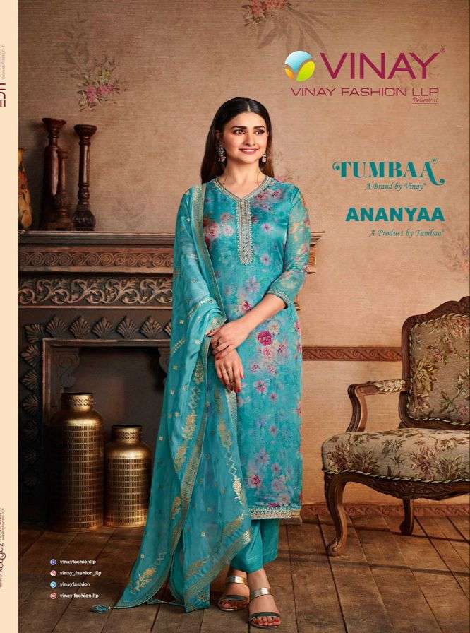 TUMBAA ANANYAA BY VINAY FASHION 40831 TO 40838 SERIES ORGANZA STITCHED DRESSES